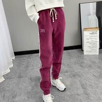 Winter gush sweatpants new autumn and winter casual bunches foot loose Han version High waist ladies grabbing suede pants women sports pants