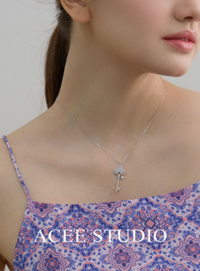 ACEE设计皇冠钥匙项链925纯银高级感百搭毛衣链配饰礼物女生生日