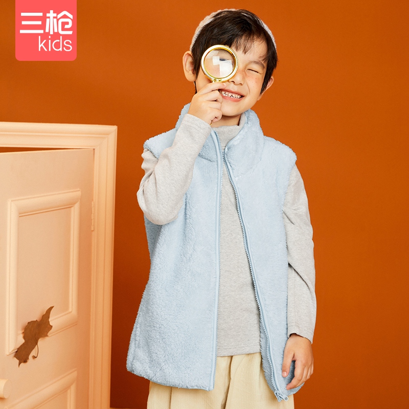 THREEGUN 三枪 儿童秋冬双面舒棉绒保暖背心马甲(110-170cm) 2色 新低79元包邮（39.5元/件） 值值值-买手聚集的地方
