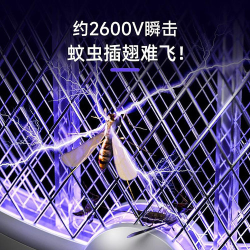 奥克斯电蚊拍充电式家用强力锂电池灭蚊灯二合一驱蚊神器打苍蝇拍 - 图2