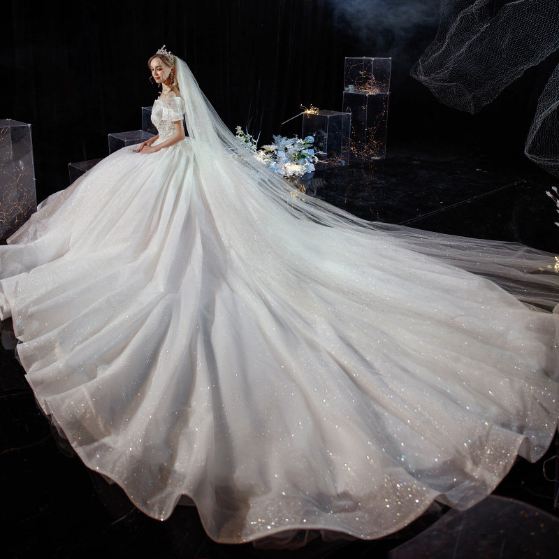 主2020新款气质一字肩结婚孕妇婚纱 玖世新娘婚纱