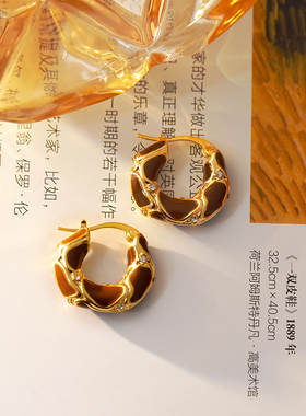 时尚中古风设计师款珐琅滴釉耳扣