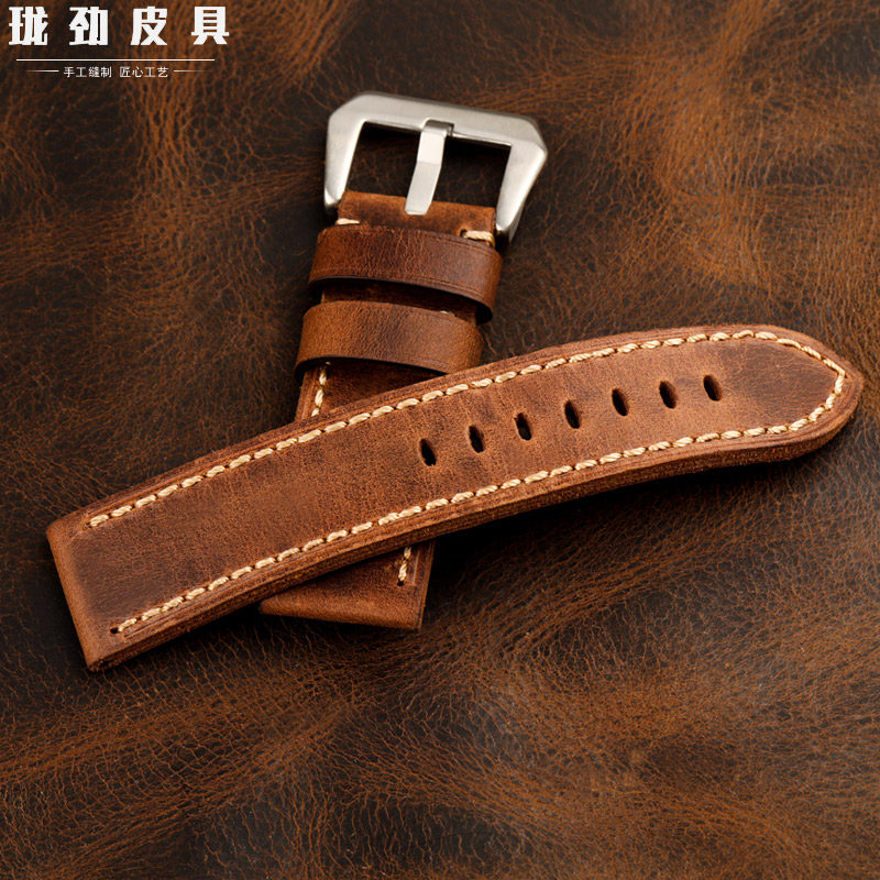 卡西欧沛纳海精工天梭男牛皮表带 珑劲皮具配件