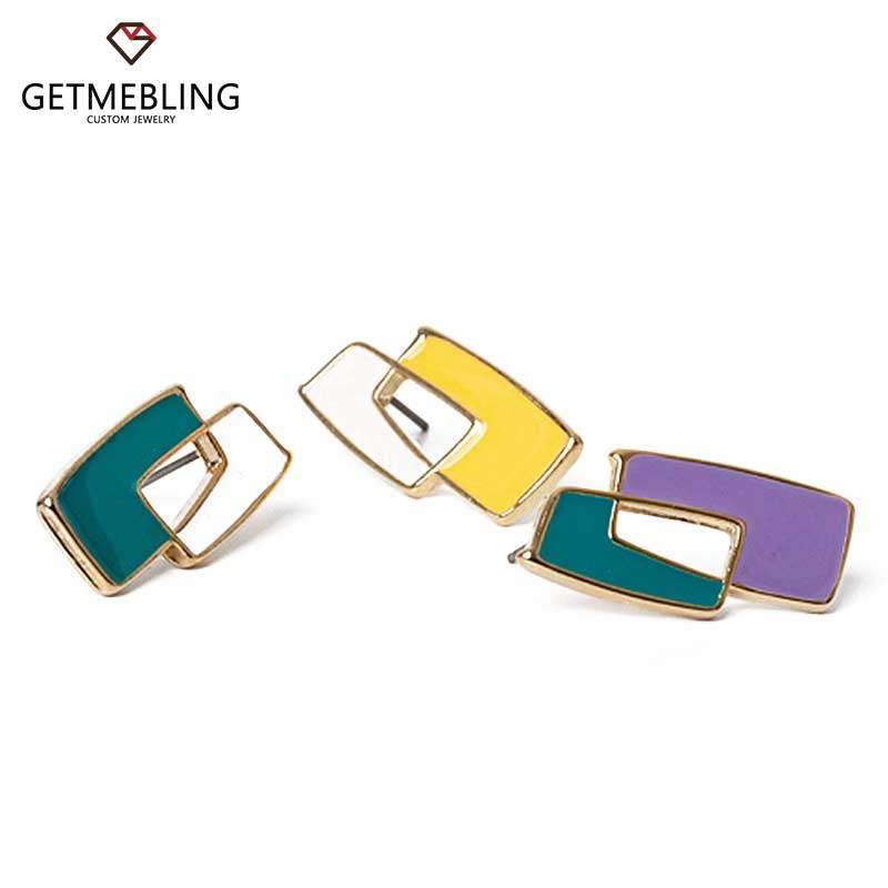 get me bling几何方块复古韩国耳环 OPECFASHION海外耳钉