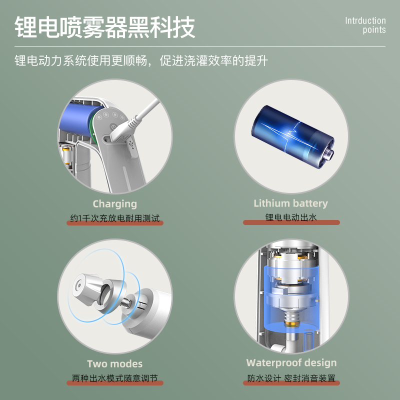 电动喷壶浇花神器充电喷水壶家用自动浇水养花喷雾器消毒专用打药 - 图3