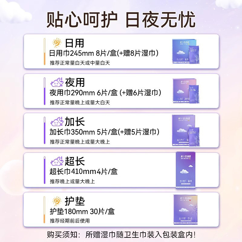 白色森林茶多酚悬浮卫生巾正品官方旗舰店日夜用组合装超薄姨妈巾