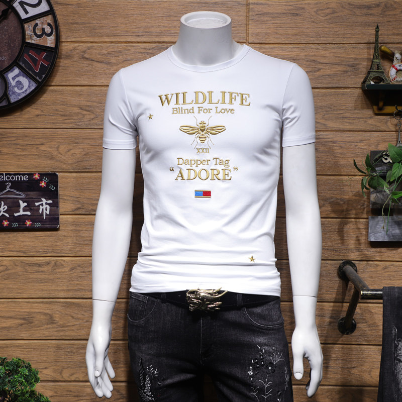 欧美潮牌小蜜蜂短袖男士潮流t恤 齐环T恤