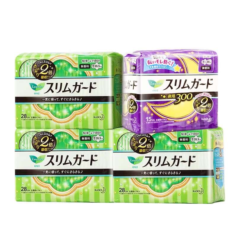 美的适海外旗舰店日本花王乐而雅卫生巾 零触感绵柔超薄瞬吸日夜用姨妈巾组合4包装0