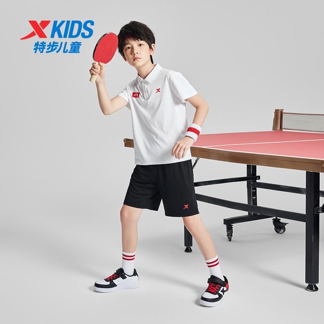 Xtep children's clothing boys summer suit short sleeve shorts polo shirt knitted children's sports set Chinese trend 2-piece set