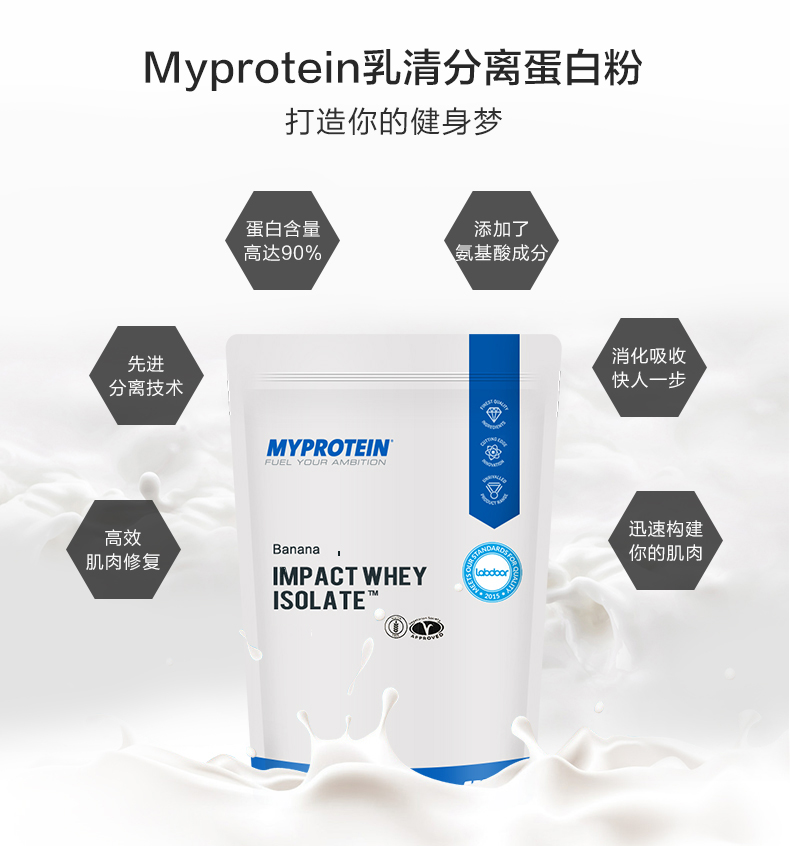 熊猫Myprotein Impact 分离乳清蛋白质粉5.5磅增健肌营养粉1kg多图4