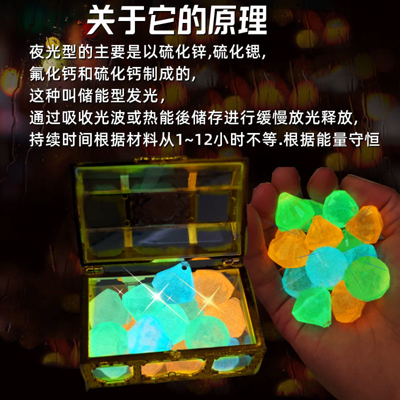 七彩夜光宝石荧光仿真钻石超亮发光夜明珠鱼缸月光儿童装饰摆件儿,淘宝优惠券,粉丝福利购,淘宝优惠卷