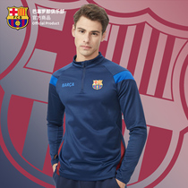 Barcelona club Official Offer -- Barcelona Deep Blue Cavet Spliced Speed Dry Long Sleeve Football Training Suit