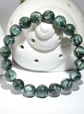 天然8a级绿龙晶原石手串单圈手链男女款圆珠手饰厂家