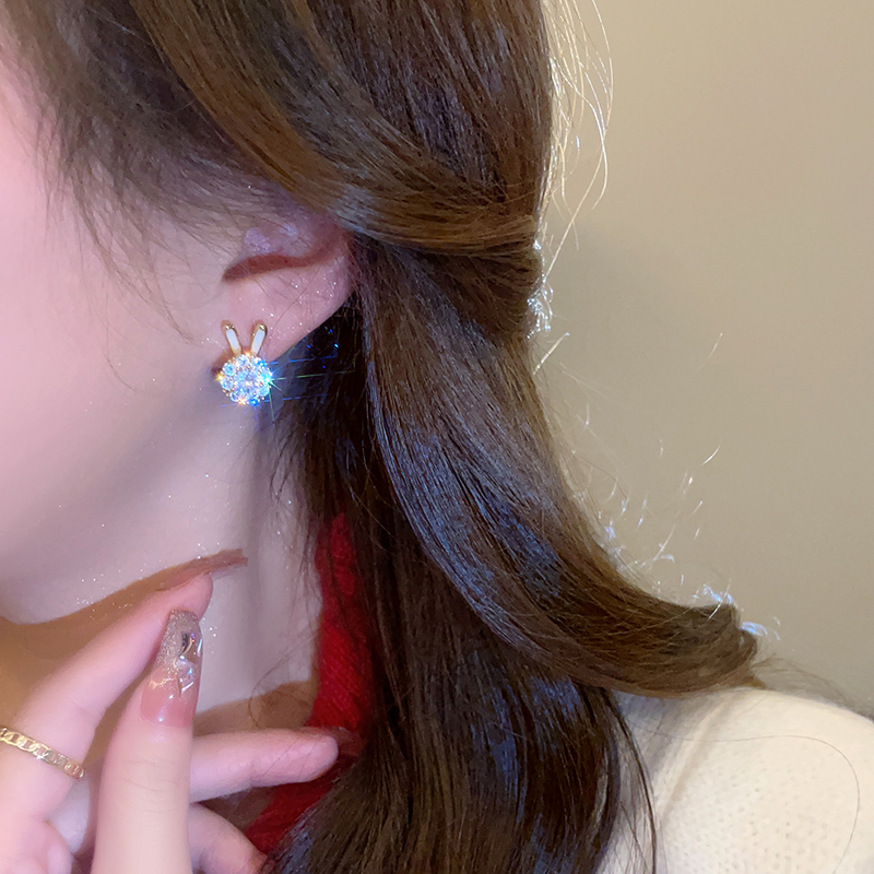 本命年可旋转小兔子耳钉小众设计感小巧精致可爱耳环2025年新款潮 - 图0