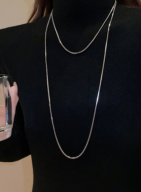 钛钢材质长款叠戴项链女