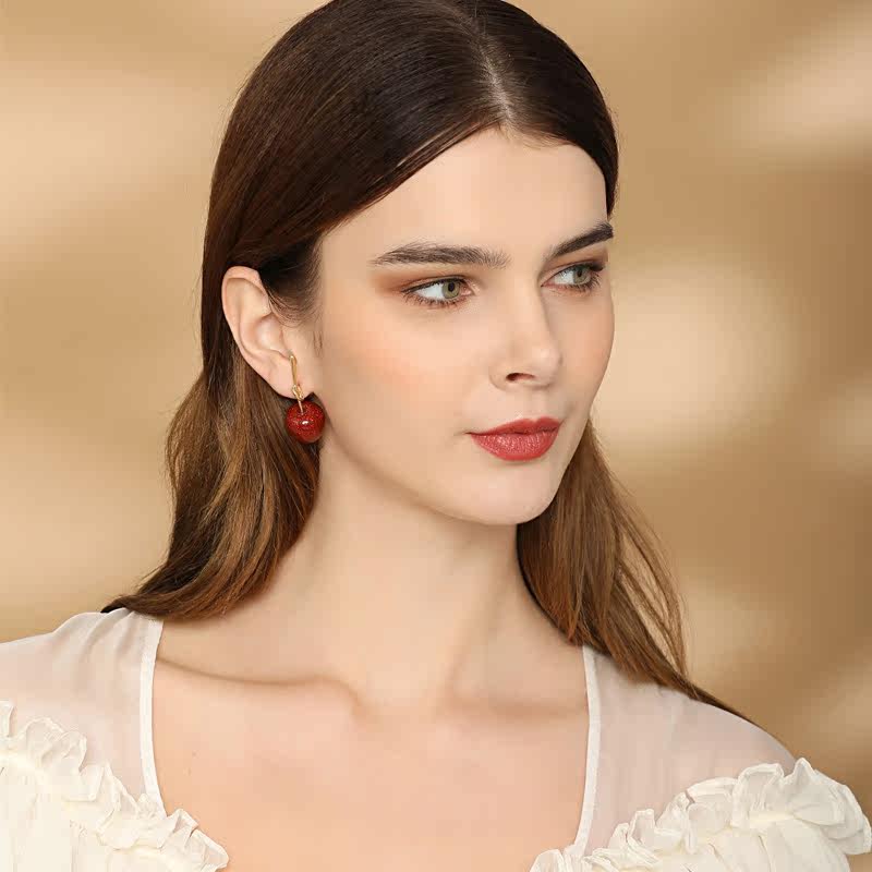 车厘子ins风红色网红银针仿真耳环 艾曼尼诗耳环