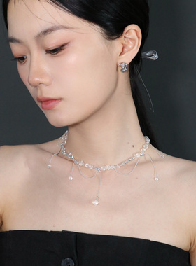 ERSHI尔时｜喀斯特 地貌系列原创设计自然地理纯银白水晶流苏项链