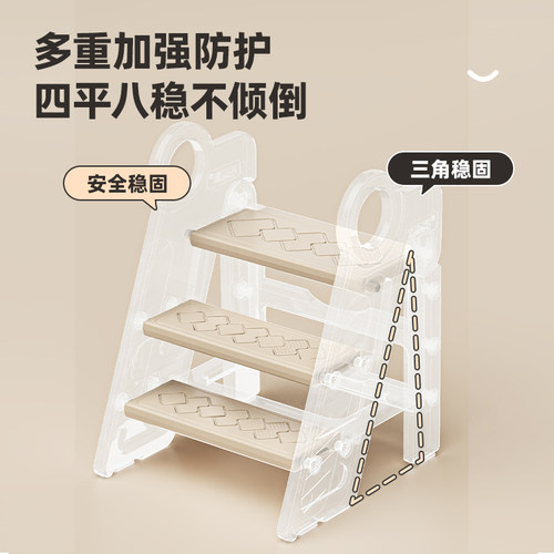 儿童踩脚凳洗手台脚蹬宝宝脚踏垫脚凳洗漱台阶增高踩凳刷牙防滑梯 - 图0