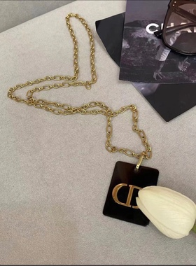 黑色方牌项链其他钛钢女