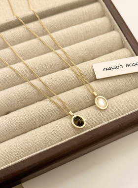 韩国气质ins风椭圆形吊坠项链