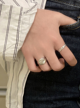 欧美个性新潮金属质感戒指ins风两件套指环气质冷淡风格食指戒970
