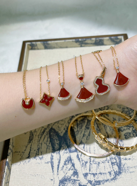 时尚轻奢小众锁骨链复古红项链