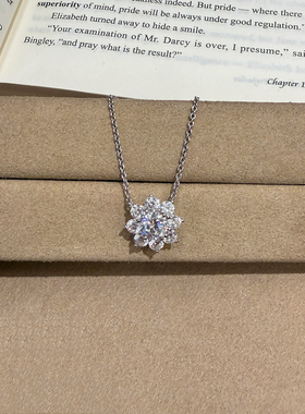 太阳花莫桑石S925纯银项链韩系ins风小众设计送女友礼物锁骨链潮