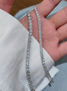莫桑石钻闪D色网球手链纯银男女高品质满钻排钻手镯过钻笔礼物潮