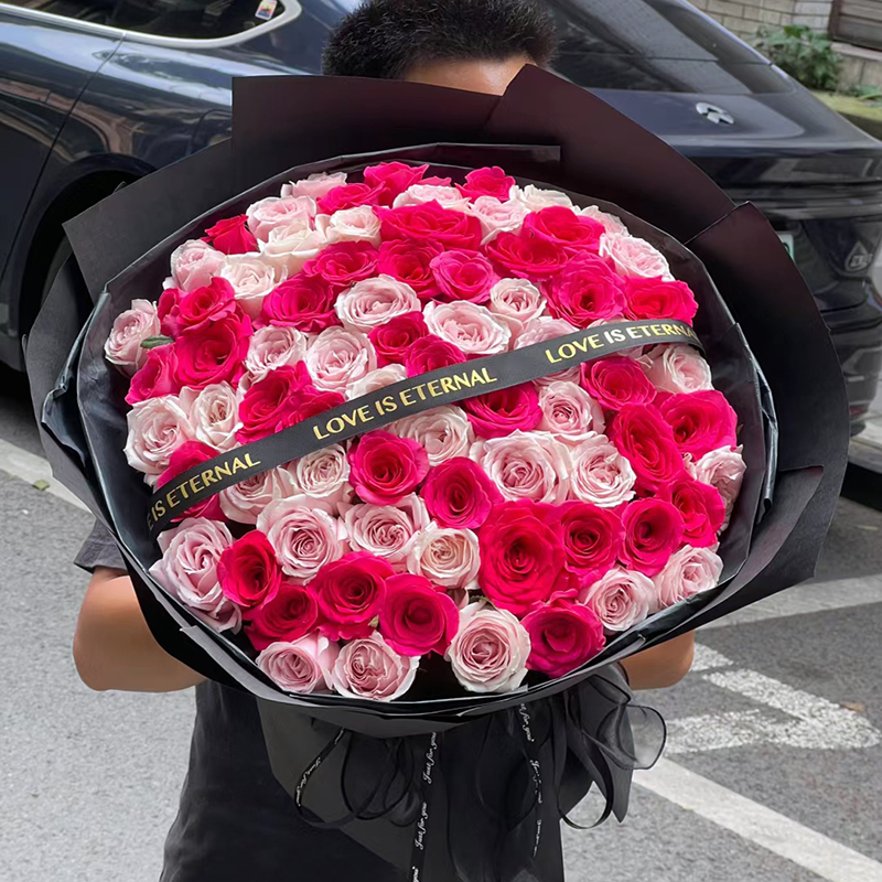 弗洛伊德玫瑰花束抱抱桶全国鲜花速递同城配送珠海广州深圳生日花