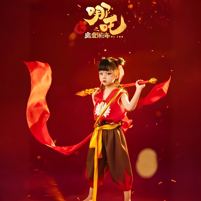 六一儿童哪咤衣服魔童降世童话动漫万圣节cos哪吒服装全套男女童 - 图1