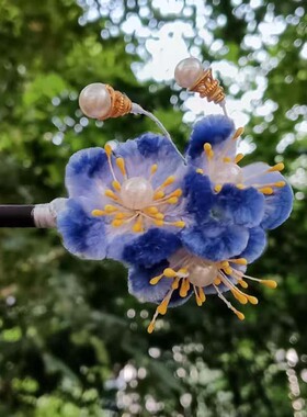 国风簪花立体花珍珠发饰拍照