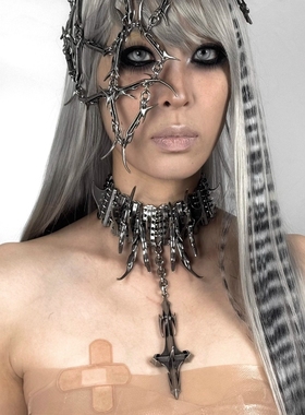 拼接十字架项链设计师款锁骨链