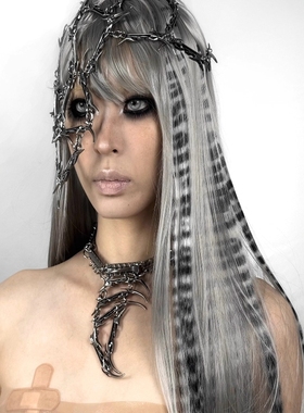 拼接爪牙形项链设计师款锁骨链