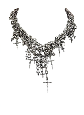 十字架链条不规则拼接项链