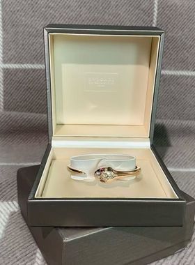 99新BVLGARI宝格丽Serpenti蛇形系列18K玫瑰金钻石手镯s码送女友