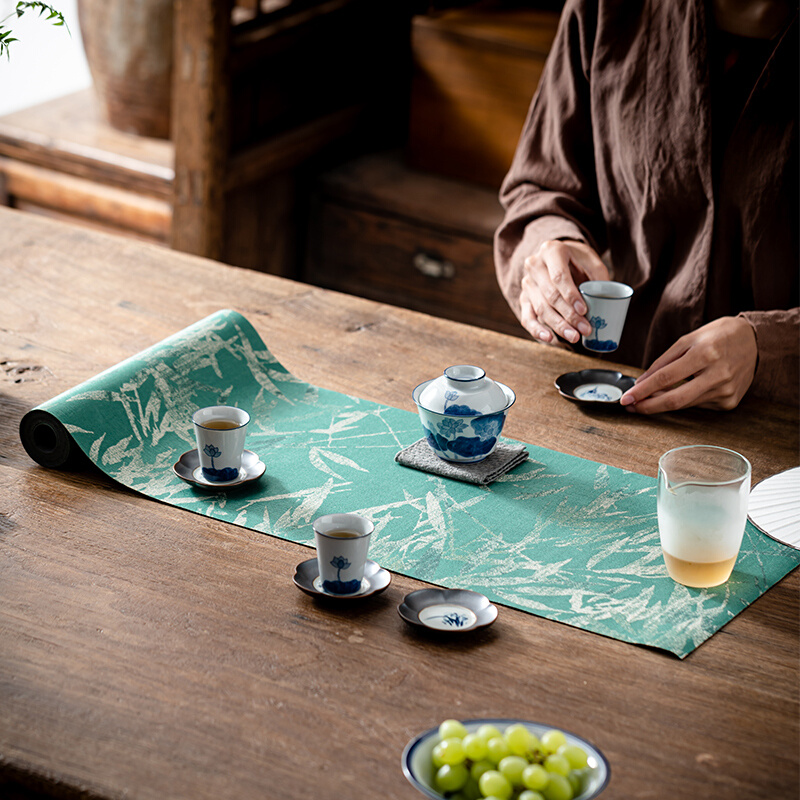 织锦茶席茶旗现代简约禅意防水茶盘垫餐桌茶桌茶道中国风茶巾桌旗