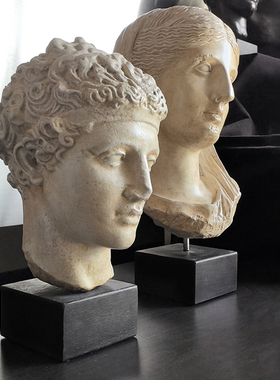 LIVETAI 欧式古希腊艺术头像雕塑摆件中古客厅酒店玄关家居装饰品