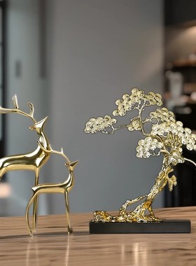 LIVETAI中式招财迎客松软装摆件