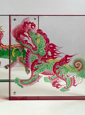 LIVETAI国潮麒麟狮子皮影摆台