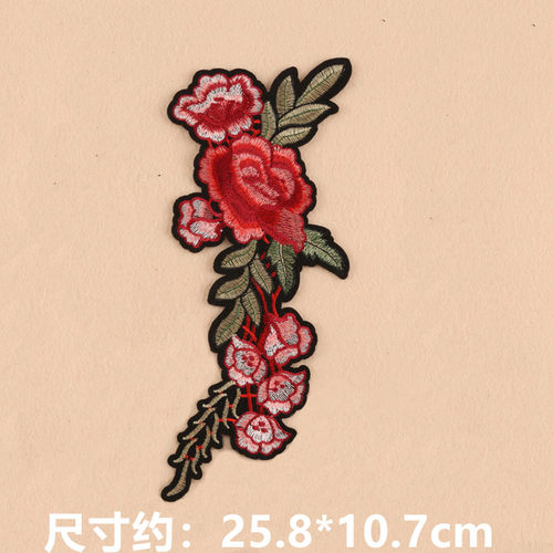 玫瑰花衣服装饰贴布贴花刺绣衣贴民族风格花朵大号花朵旗袍贴汉服 - 图1