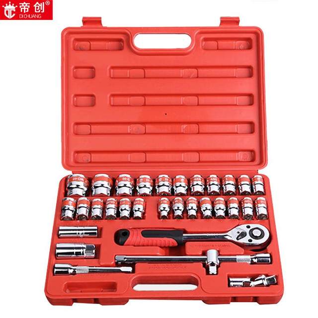 Premium Dichuang mirror red belt 2-piece set pneumatic sleeve set auto repair hardware sleeve tool set wrench