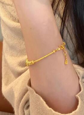 黄金色五帝钱小盘缠葫芦轻奢手链