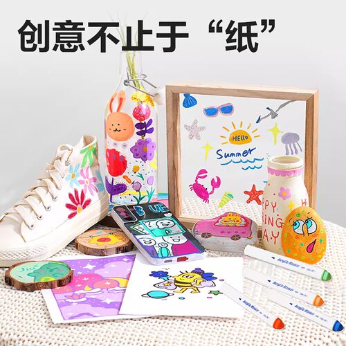 得力60色丙烯马克笔小学生儿童手工可diy不易透色可叠色水彩笔美术生手绘画笔画画彩色硬头笔芯三角杆颜色笔 - 图0