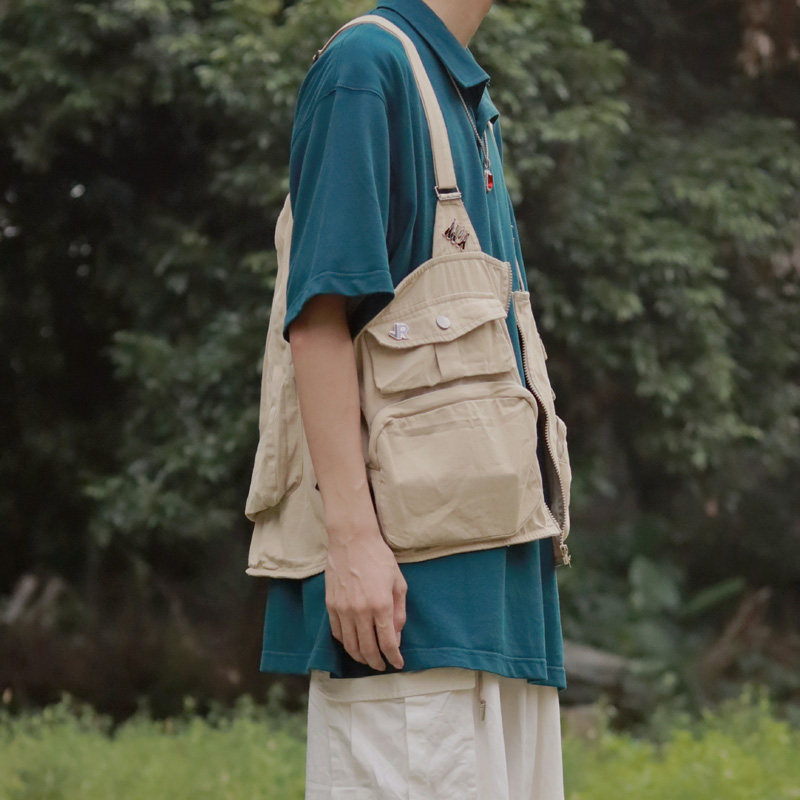 tisvee秋冬国潮大背包日系复古马夹 tisvee背心/马甲