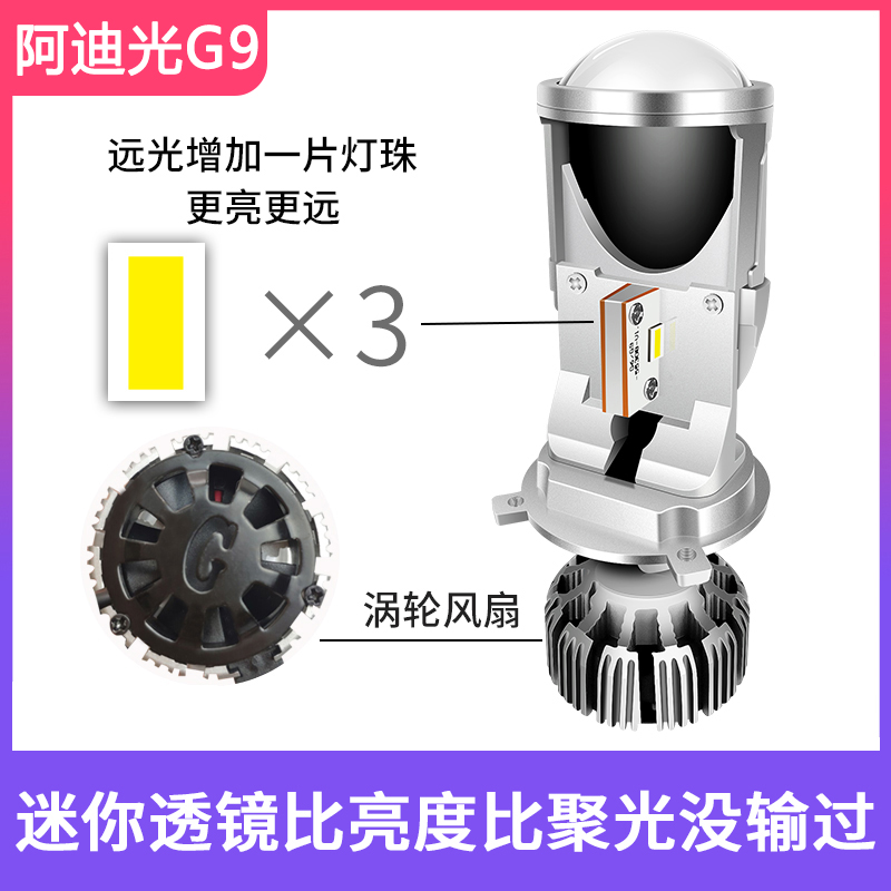 汽车led大灯h4自带双光透镜超亮聚光远近一体强光摩托车灯泡通用