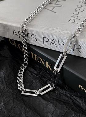 钛钢拼接古巴链男女不褪色嘻哈