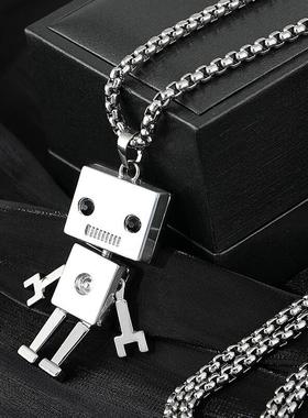 嘻哈土酷机器人项钛钢项链情侣