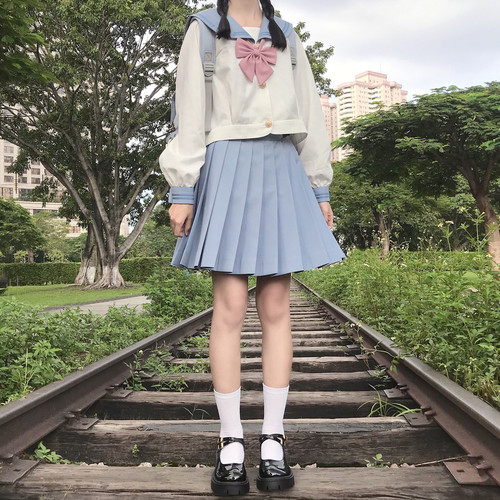 （现货）仲春二四 水竺女子 长袖水手服中间服夏服套装 - 图1