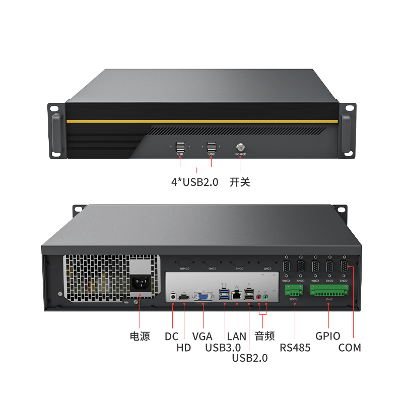 倍控J4125四核2U机架式工业电脑主机酷睿I7I5I3服务器单网双网6COM口RS232可选485产线控制linux/WIN10/7/XP-图0