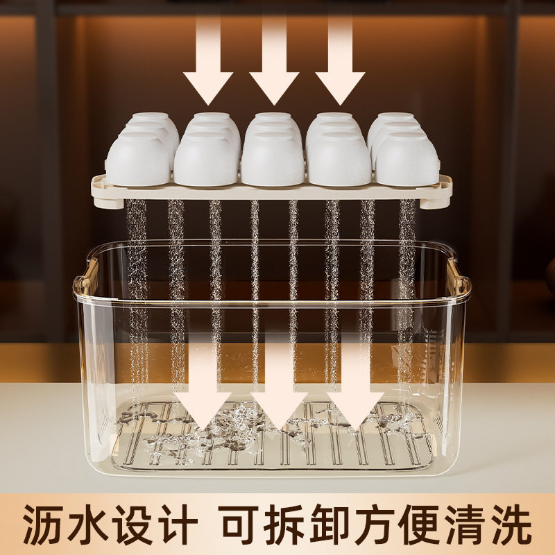 大容量茶具收纳盒桌面放茶壶茶杯子专用带盖防尘透明整理箱置物架,淘宝优惠券,粉丝福利购,淘宝优惠卷
